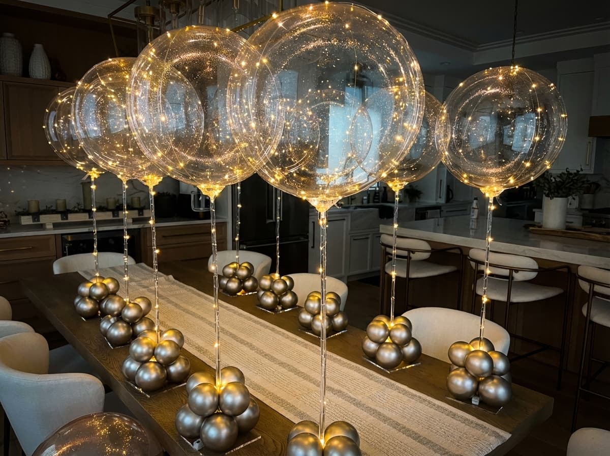 Glowing LED balloon centerpiece design