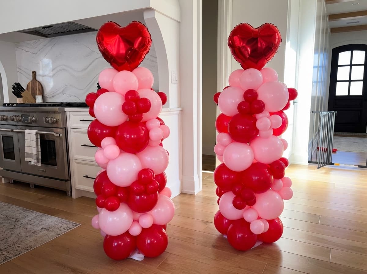 Valentine's balloon pillar display